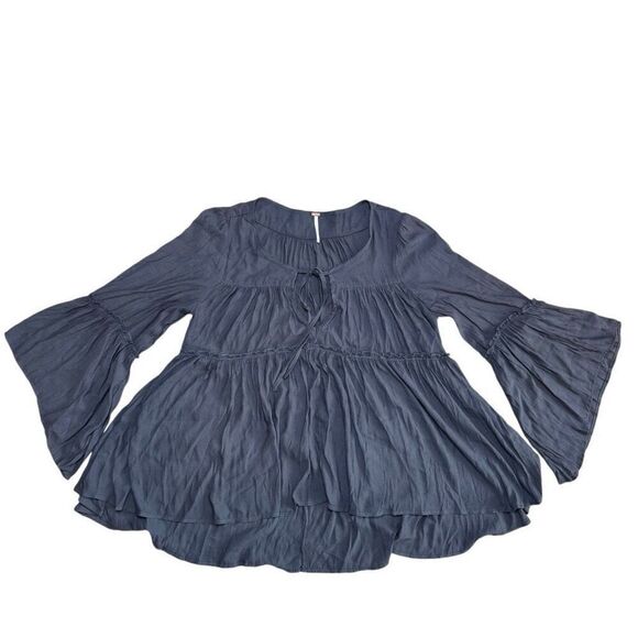 Free People A Few of My Favorite Things Bell Sleeve Blouse Women’s Size Small - Picture 2 of 8